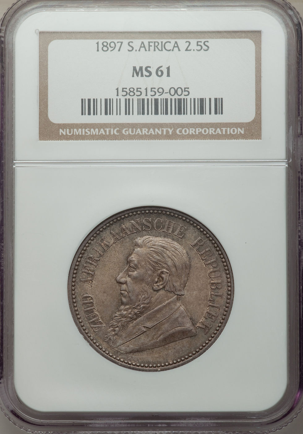 S. Africa: 1897 ZAR 2.5 Shillings (Halfcrown) NGC Certified MS61