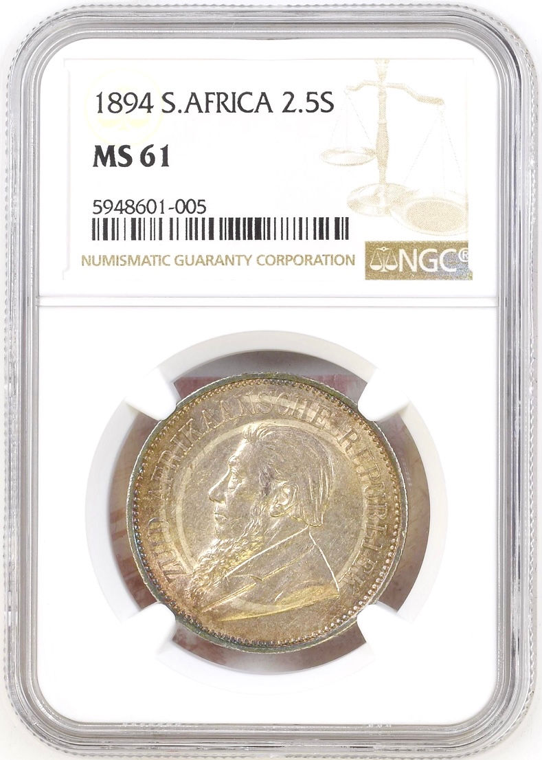S. Africa: 1894 ZAR 2.5 Shillings (Halfcrown) NGC Certified MS61