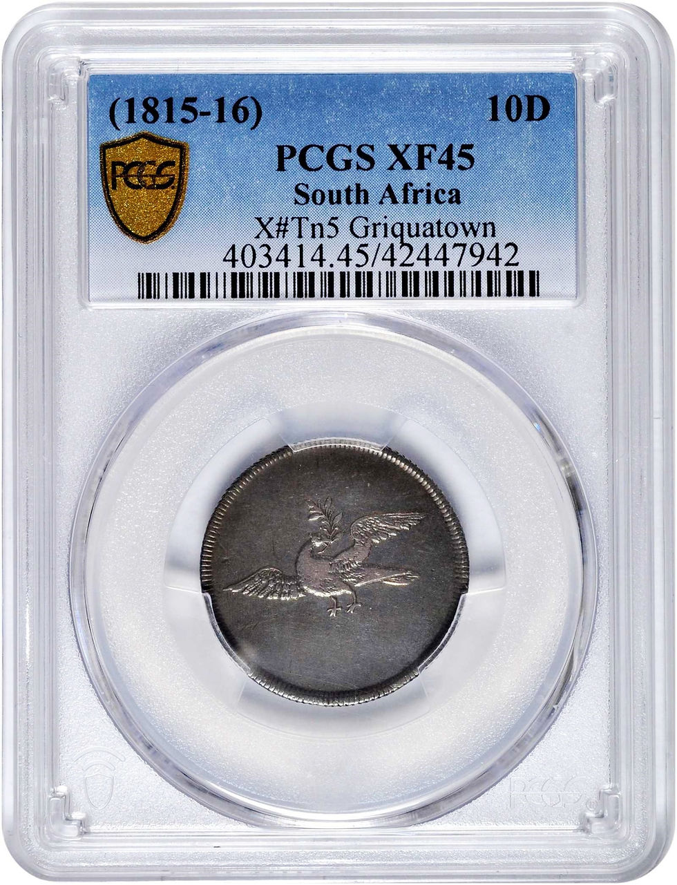 Thumbnail: S. Africa: 1815/16 Griquatown 10 Pence PCGS Certified XF45