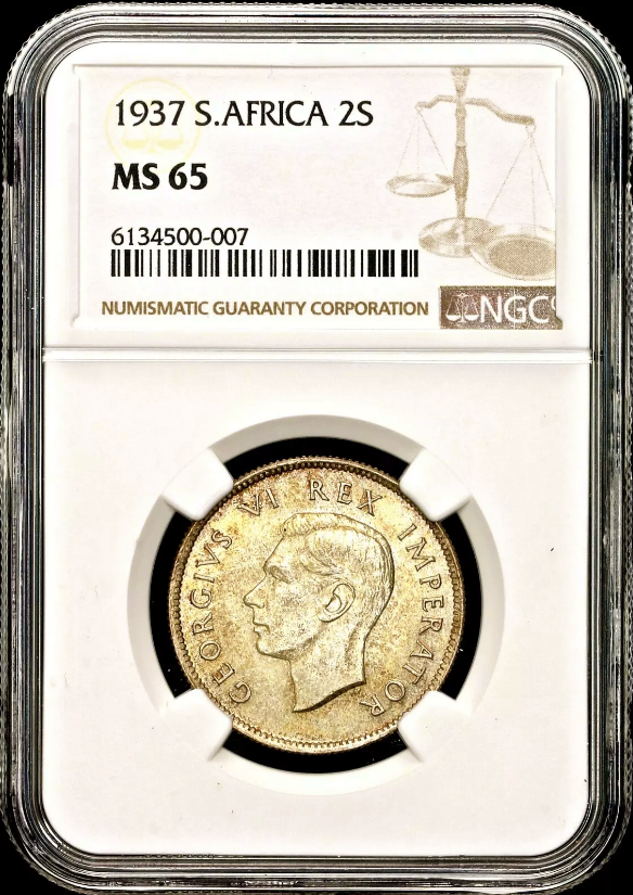 Thumbnail: S. Africa: 1937 KGVI 2 Shillings (Florin) NGC Certified MS65