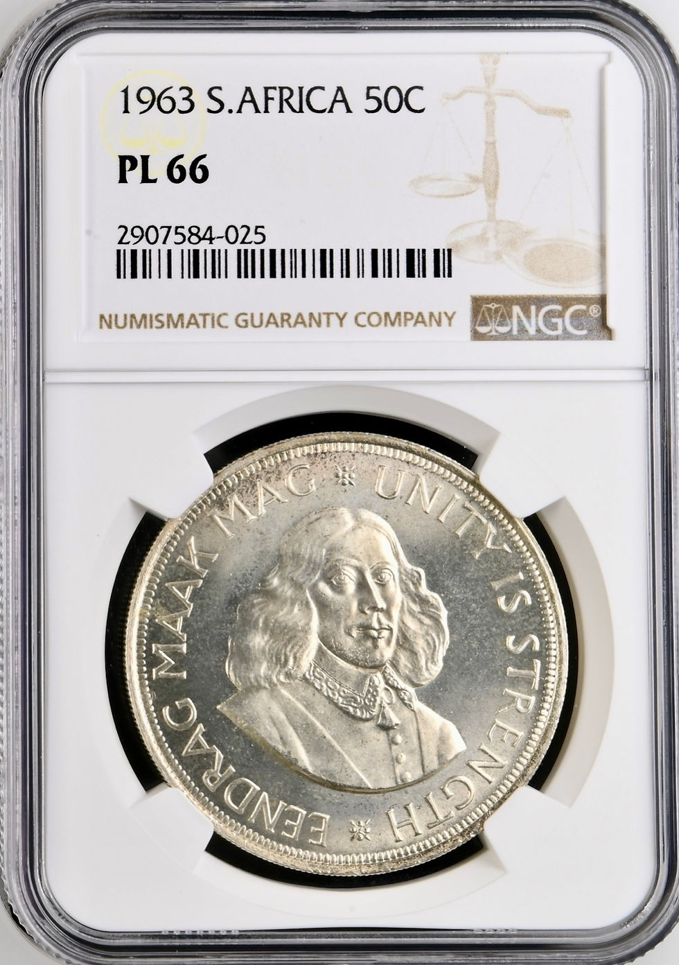 S. Africa: 1963 50C (Crown) NGC Certified PL66