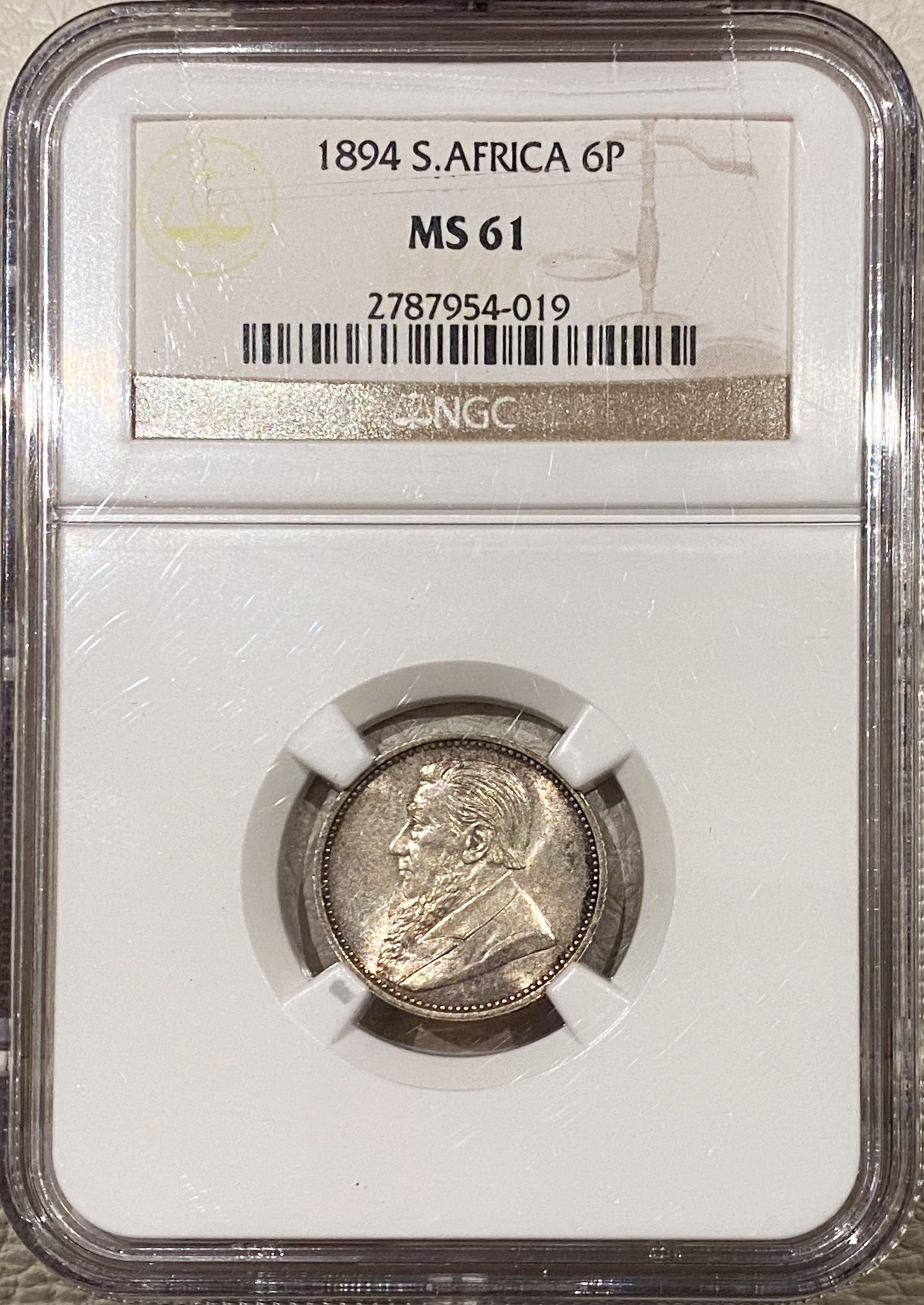 S. Africa: 1894 ZAR 6D (Sixpence) NGC Certified MS61