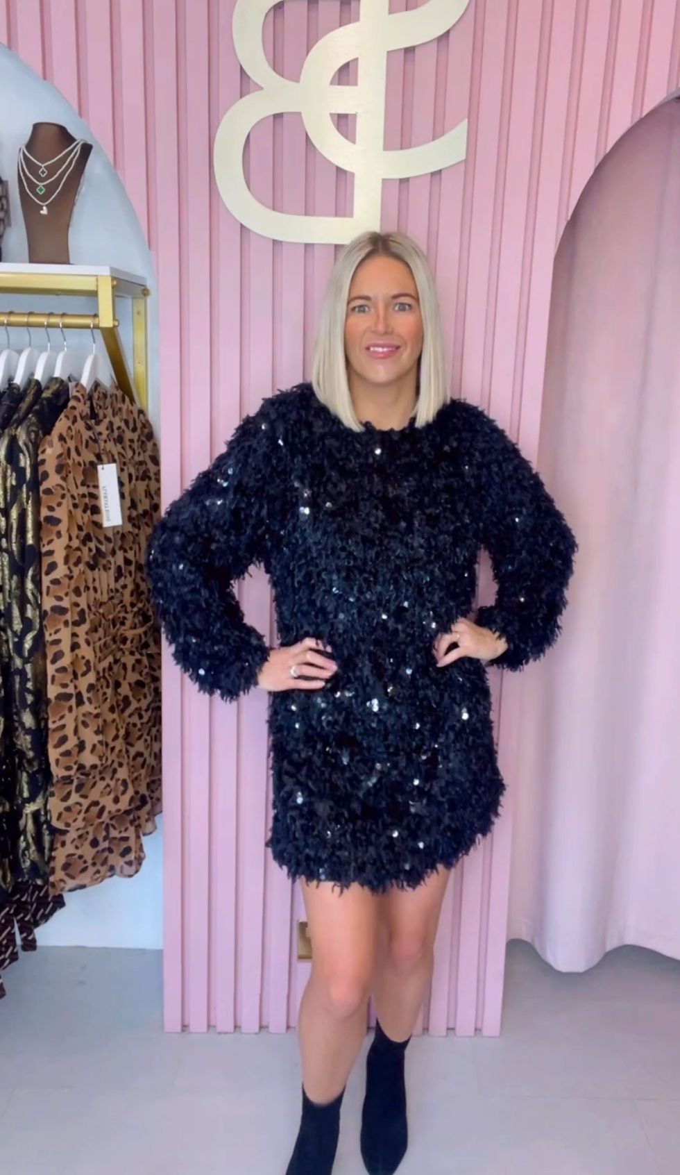 Thumbnail: PORSHA - Feather & Sequin Shift Dress