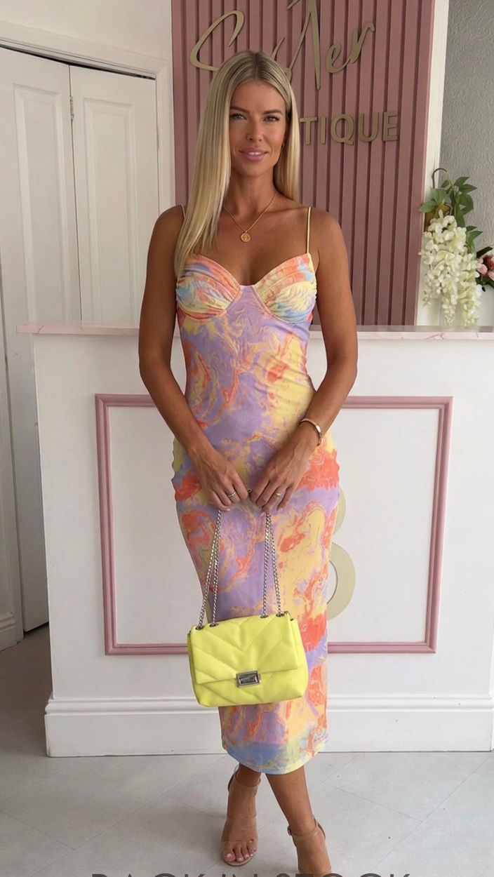 Chloe - Marble Print Mesh Dress