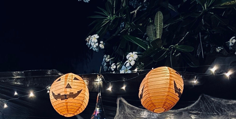 two halloween lanterns during halloween celebrations. Happy Halloween!