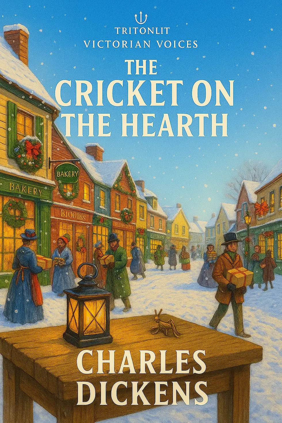 TritonLit edition of Dickens’ Cricket on the Hearth*, warm festive cover design