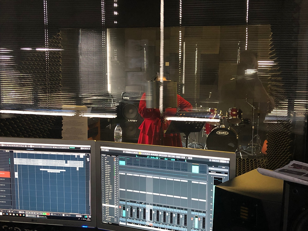 Clare recording vocals