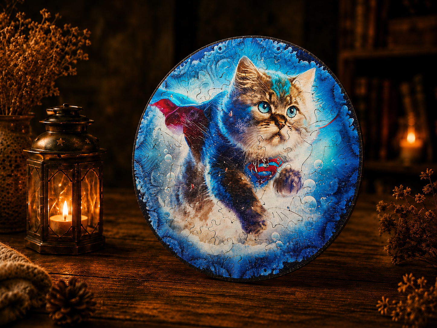 Puzzle Irrégulier effet 3D en bois - Chat héros