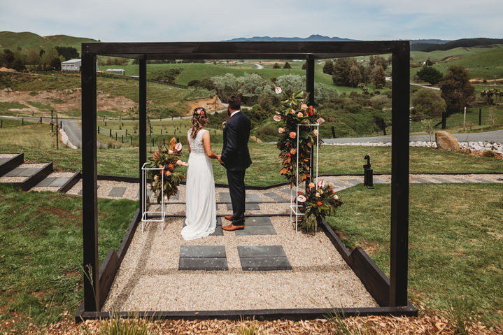 Country elopement at Box on the Hill, Raglan, New Zealand