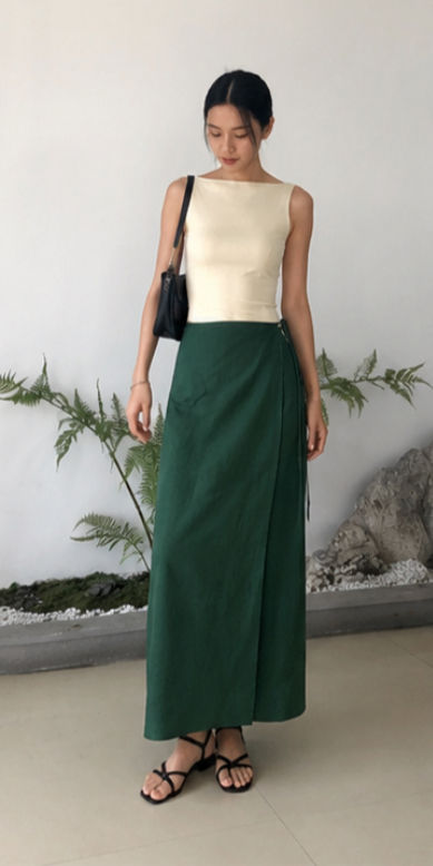 Maxi Linen Wrap Skirt