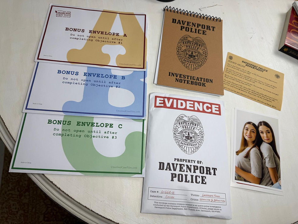 Miniatura: Davenport Police evidence files, notebooks, and twin photo.