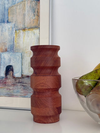 waterdichte meranti houten vaas zonder epoxy aan de buitenkant