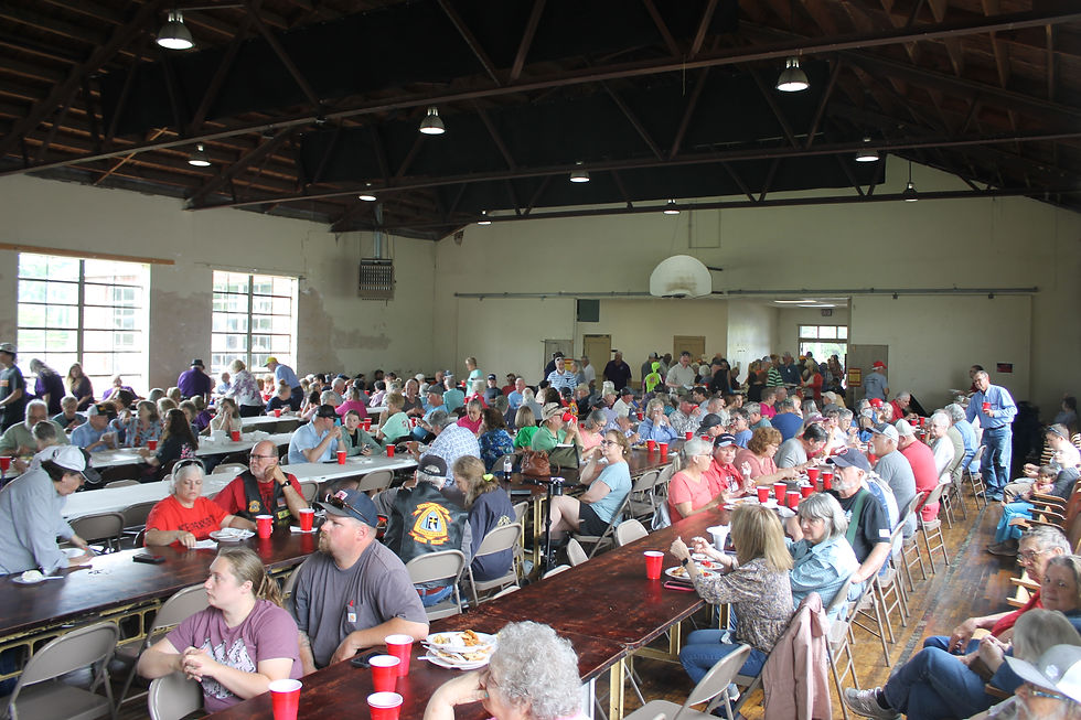 Attendees of the Belvidere Volunteer Fire Department Fish Fry gather in the Community Center to enjoy musical entertainment and all you can eat fish.