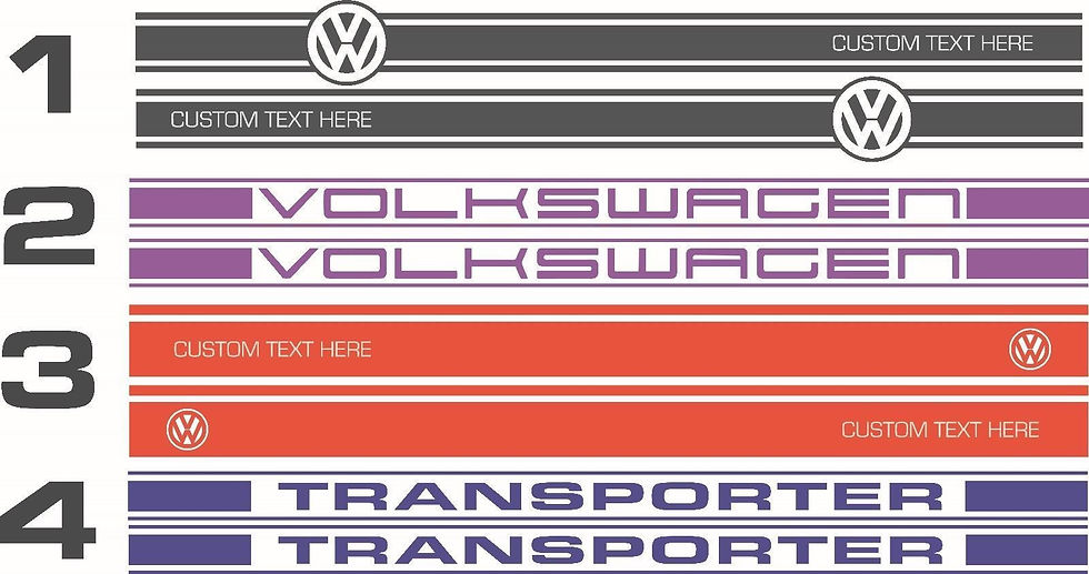Volkswagen VW Transporter Side Stripe Graphics Both Sides Decals T4 T5 T6 Camper