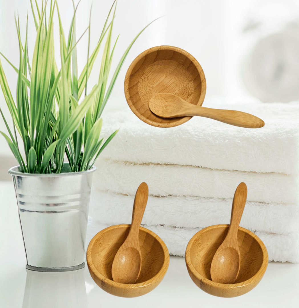 Bamboo Bowl and Spoon Set for Face Masks