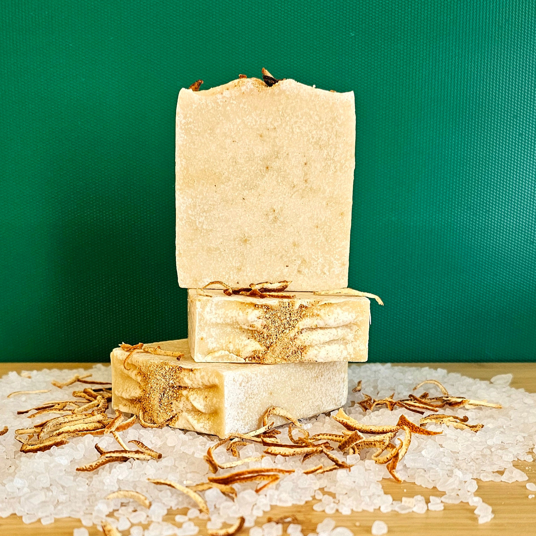 Patchouli and Lemongrass Soap with Sea Salt, and Orange peel