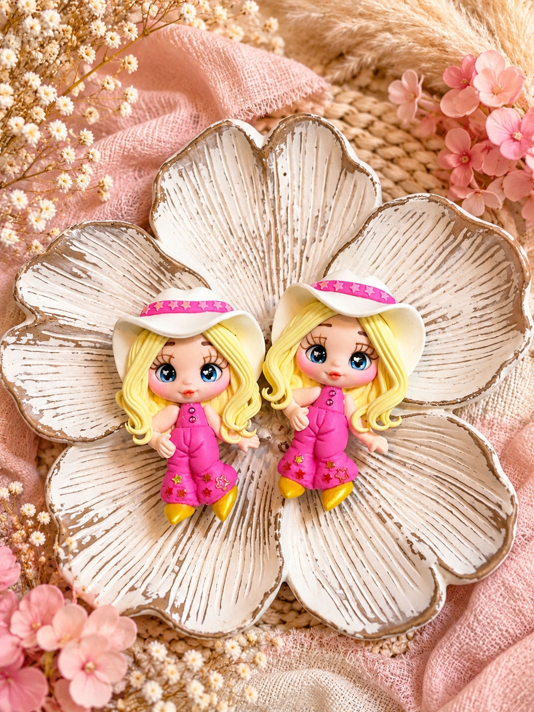 Cow Girl Clay Dolls