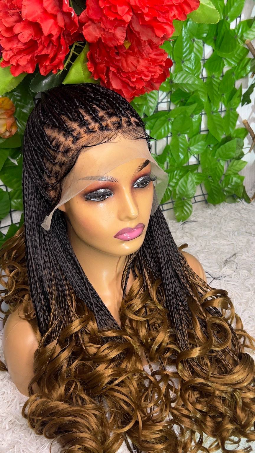 Thumbnail: Full frontal French curls braided wig 