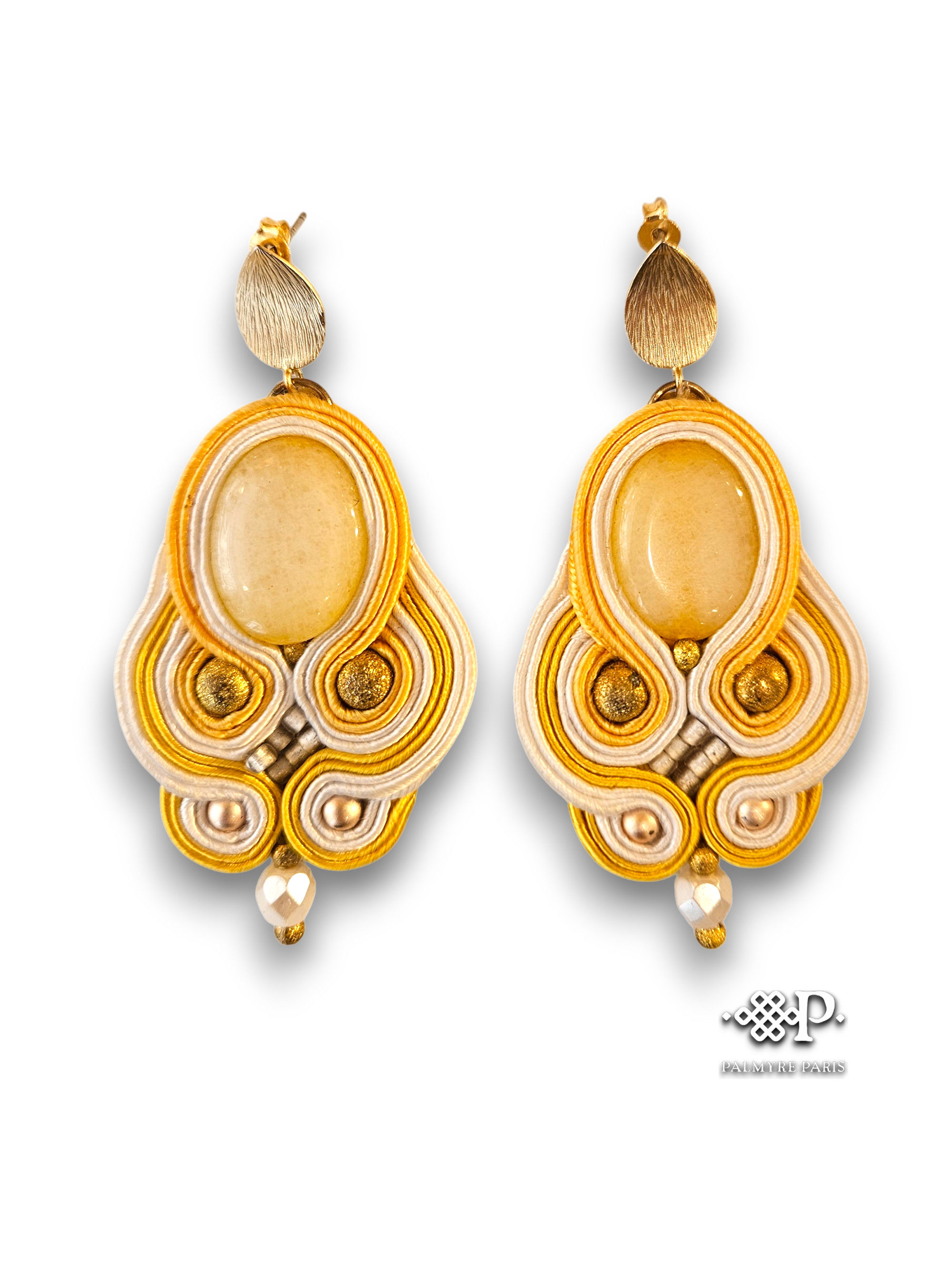 Cassiopée Mimosa - Boucles d'oreilles jaune et blanc