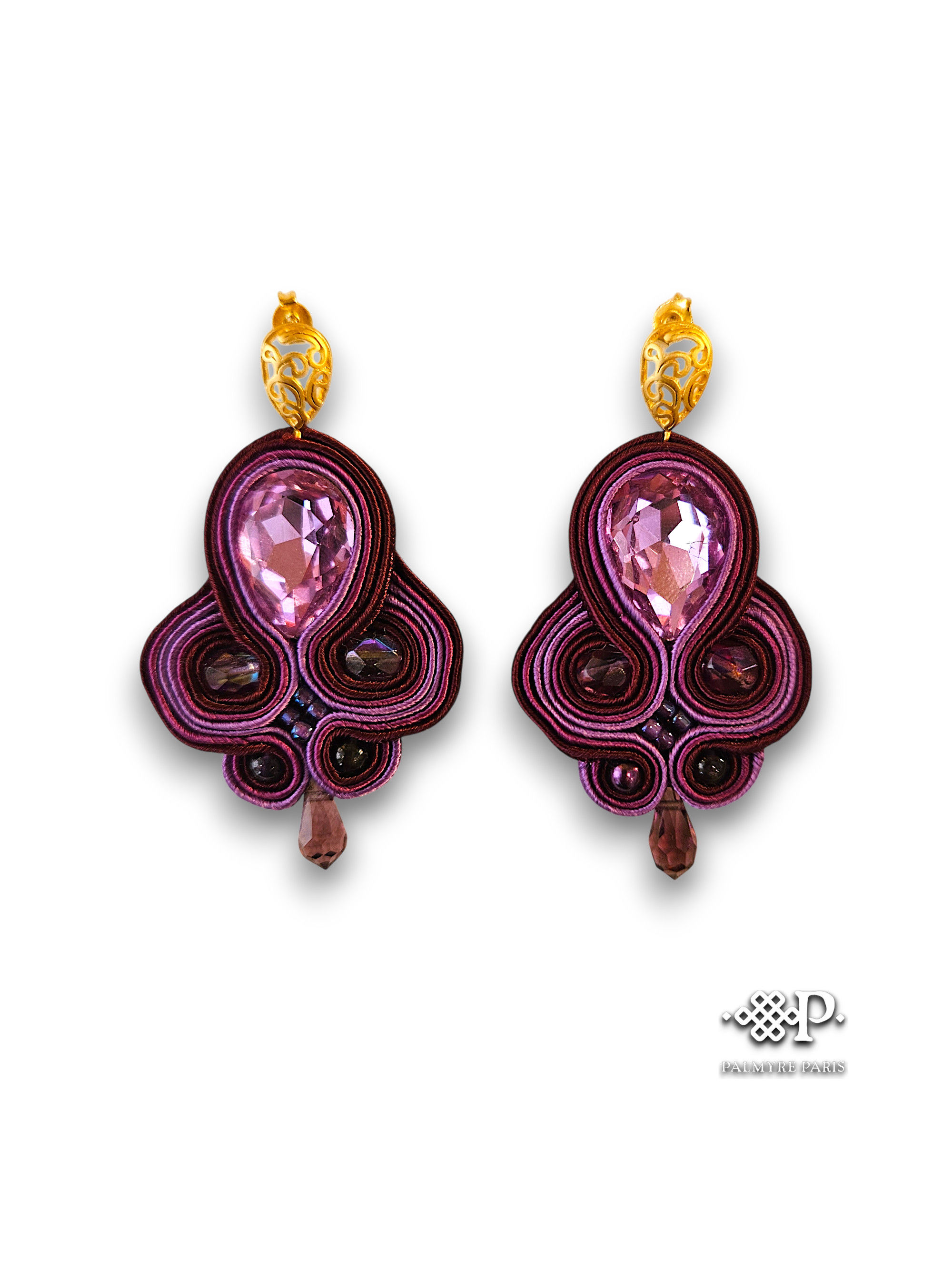 CassiopéeGlycine – boucles d’oreilles brodées à la main