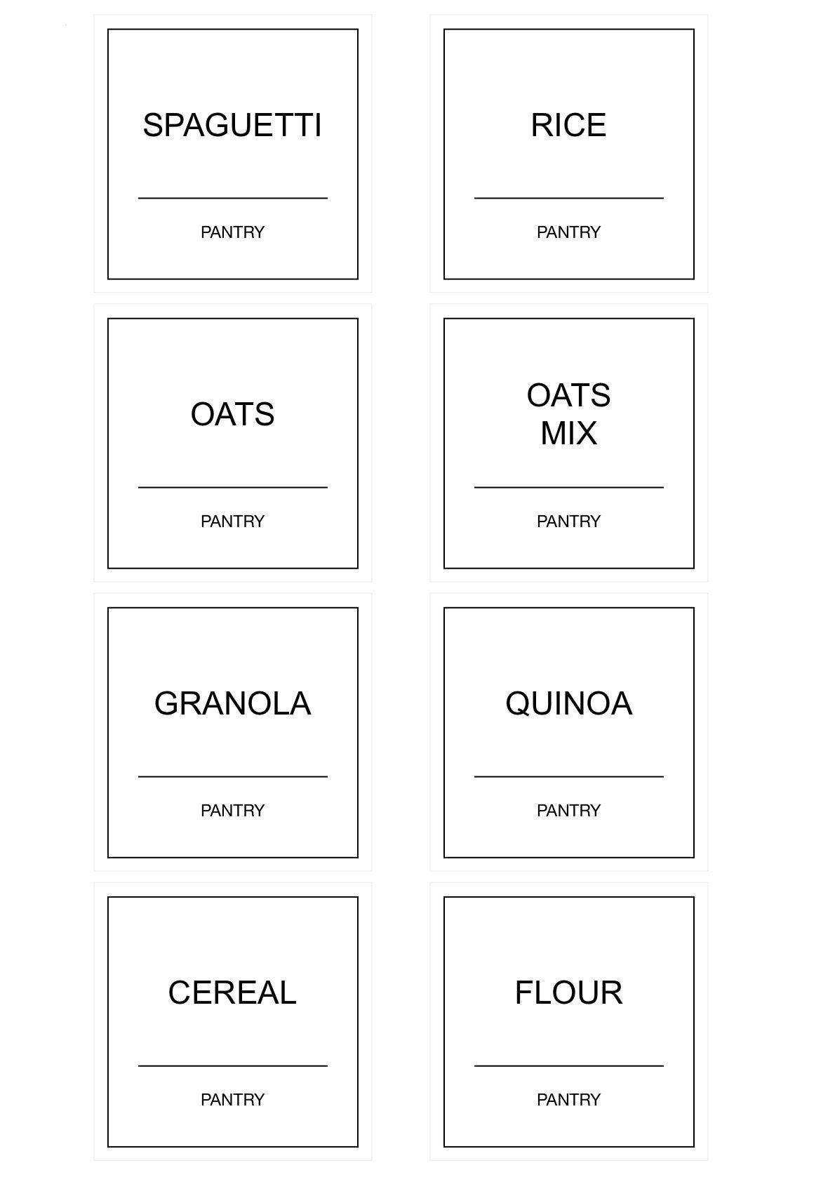 Pantry White Labels | Set of 8