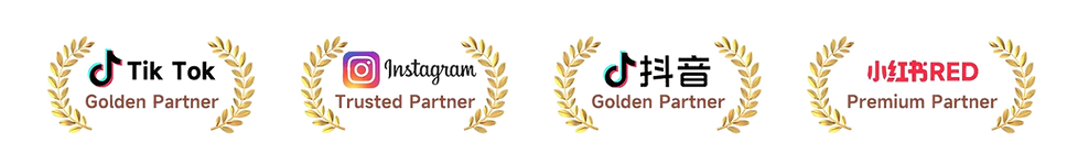 Graphic with golden laurel icons and a TikTok-style logo on a light background