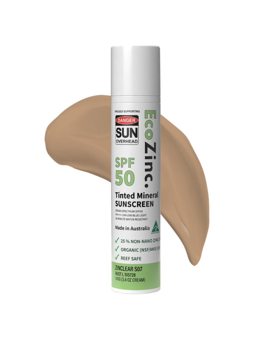 EcoZinc Natural Mineral Sunscreen SPF50 TINTED 100g