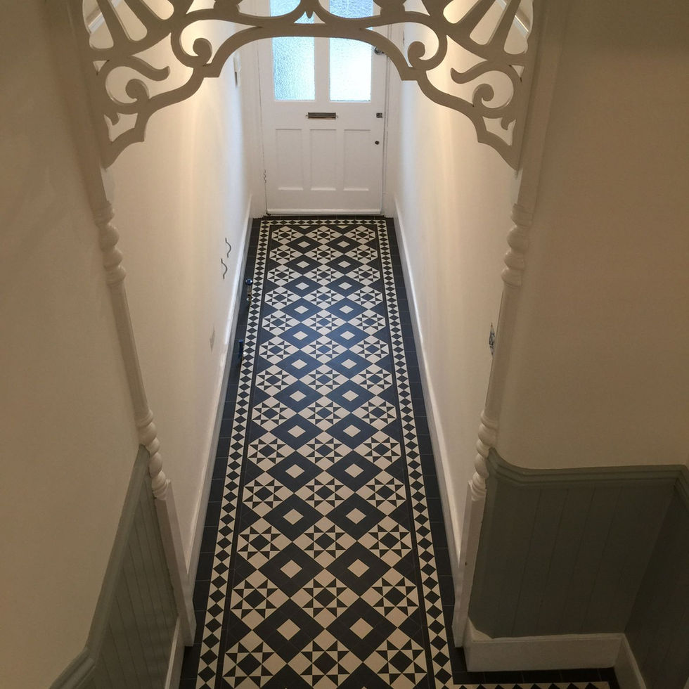 Old English tiles black-and-white Entrance Hall, floors