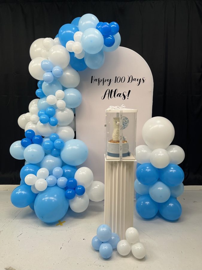 100-day celebration: Organic garland, backdrop & column
