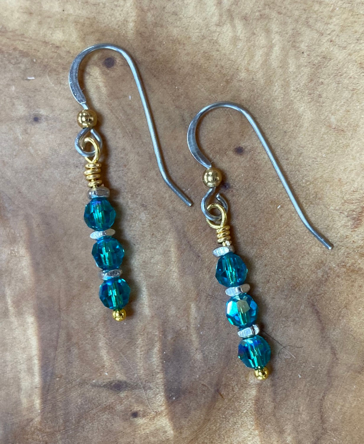 Teal Swarovski 2-Tone Crystal Dangles