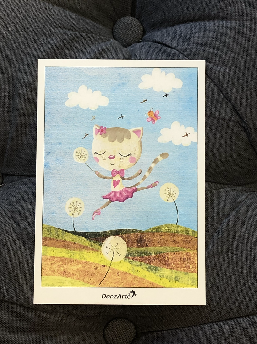 Carte Postal Dancing Cat On Meadow