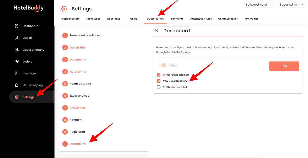 Activate the new Guest Directory in HotelBuddy admin