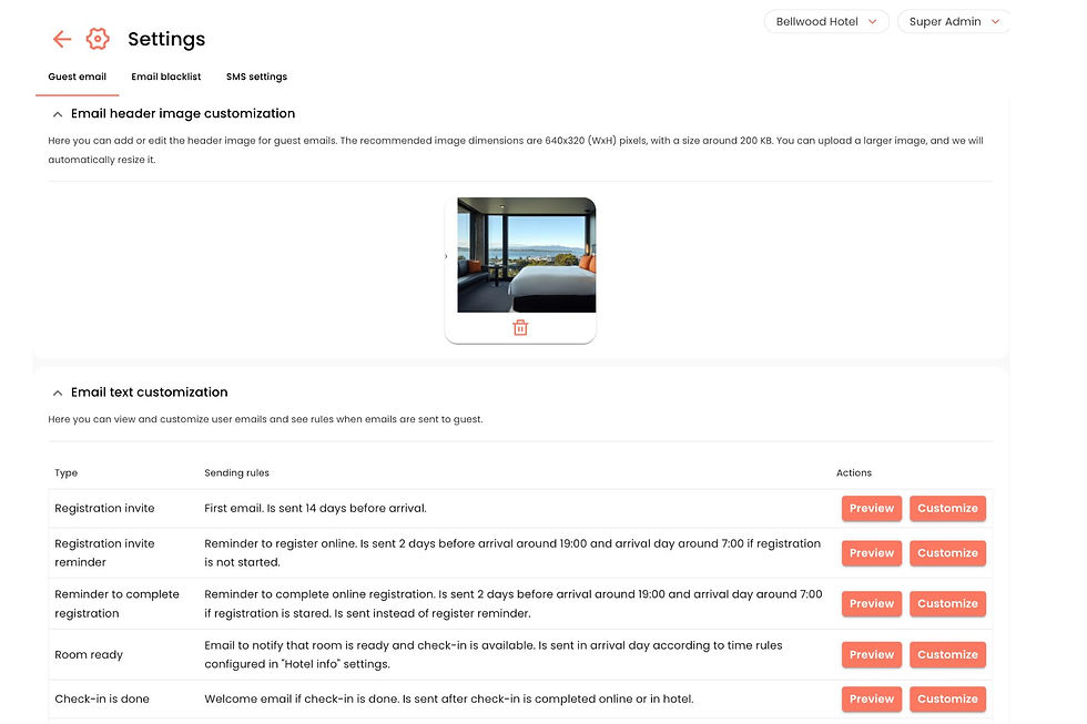 Hotels can fully customize guest emails to match their brand and tone.