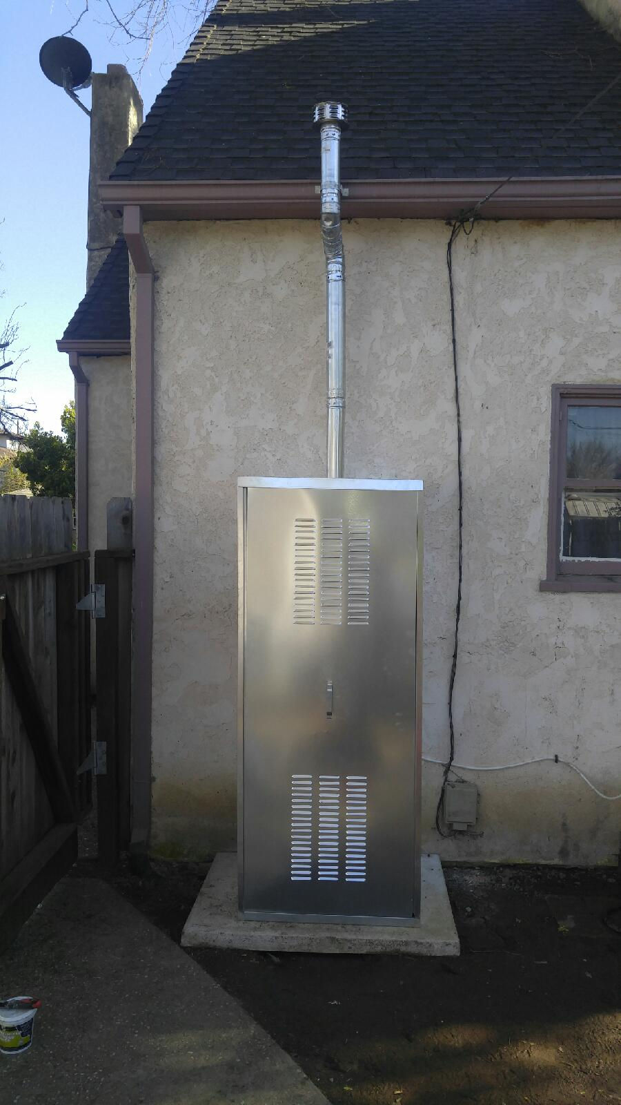 Steel water heater outdoor enclosure