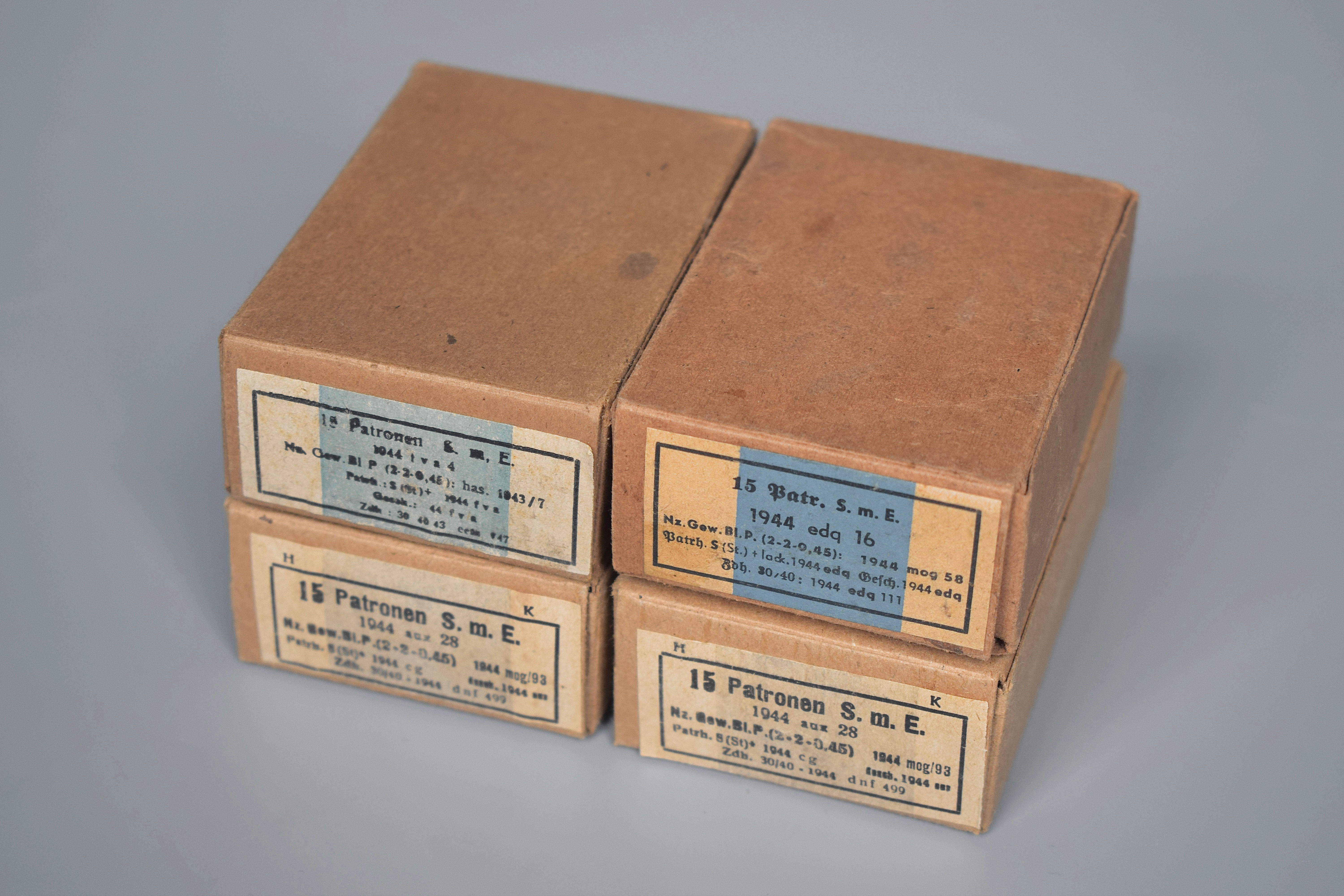 1944 dated 7.92x57mm Patronen S.m.E. ammunition boxes set