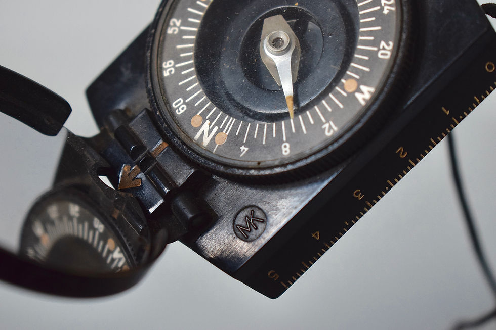 Thumbnail: Named 7x50 Kriegsmarine gas mask binoculars 'blc' + compass
