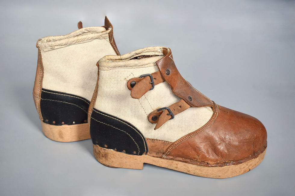 Late-war wood soled canvas boots