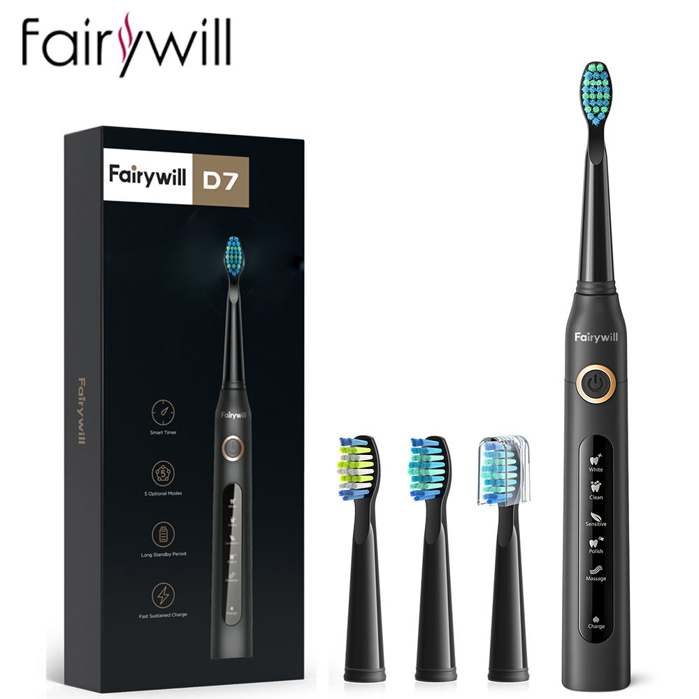 Fairywill Electric Sonic Toothbrush USB Charge FW-507 Rechargeable Waterproof El