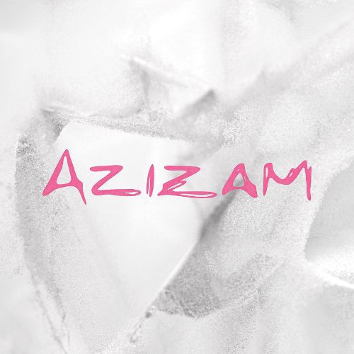 Logo Azizam: nome scritto su sfondo bianco