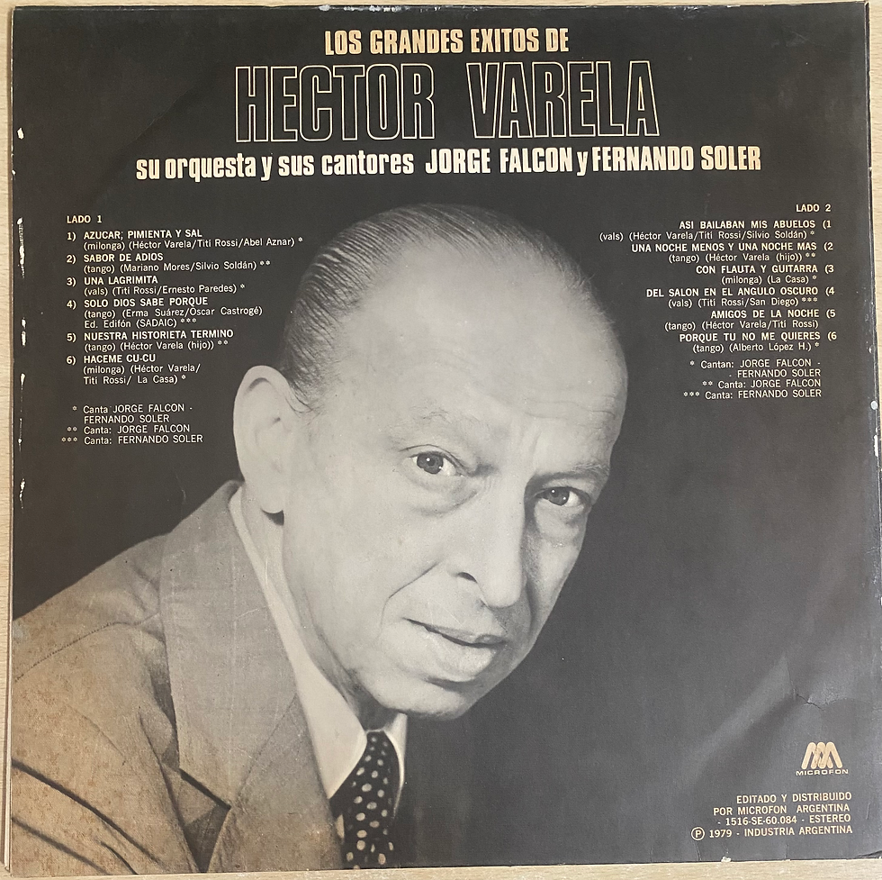 Copertina LP Hector Varela: orchestra e suoi cantanti
