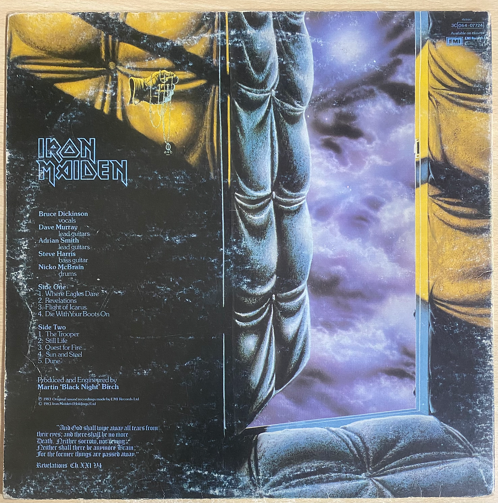 Copertina posteriore dell'album Bathory
