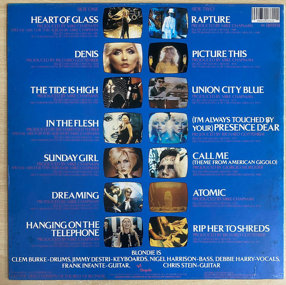 Miniatura: Copertina posteriore LP Blondie: titoli tracce, foto