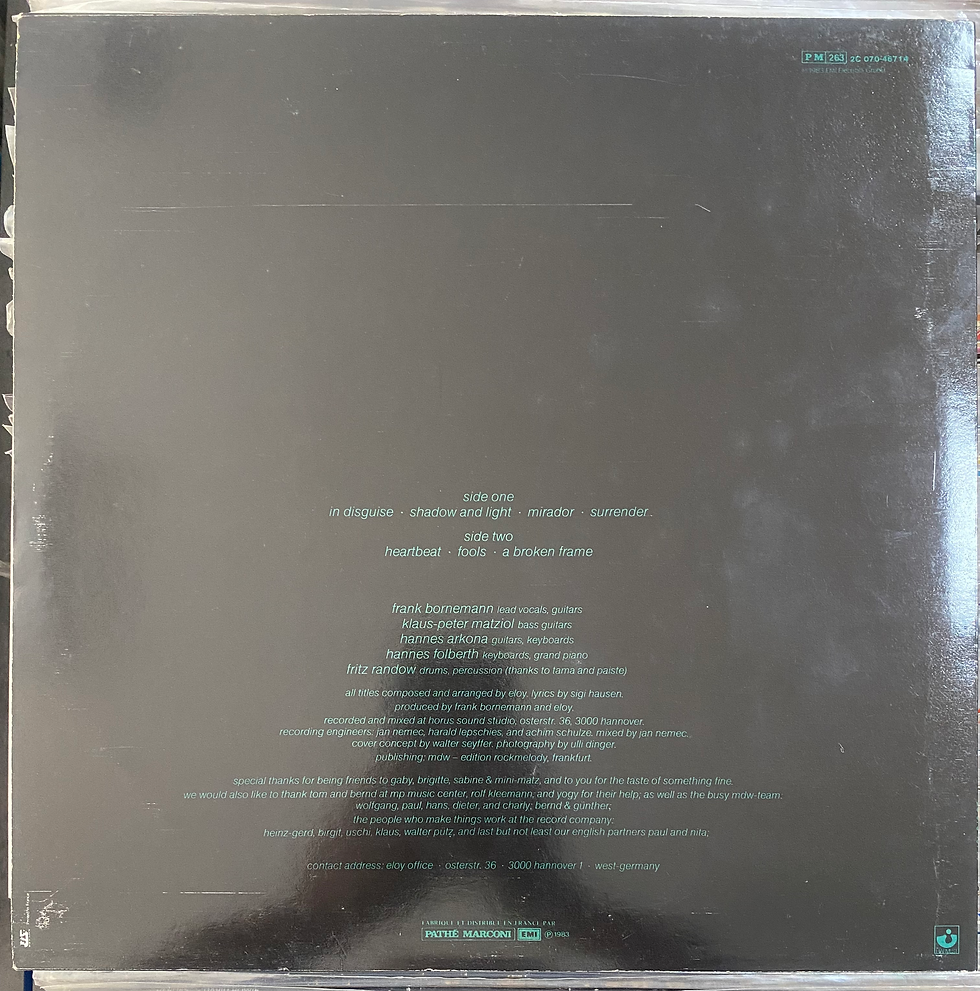Copertina posteriore vinile Pearl Jam Alive: crediti e note