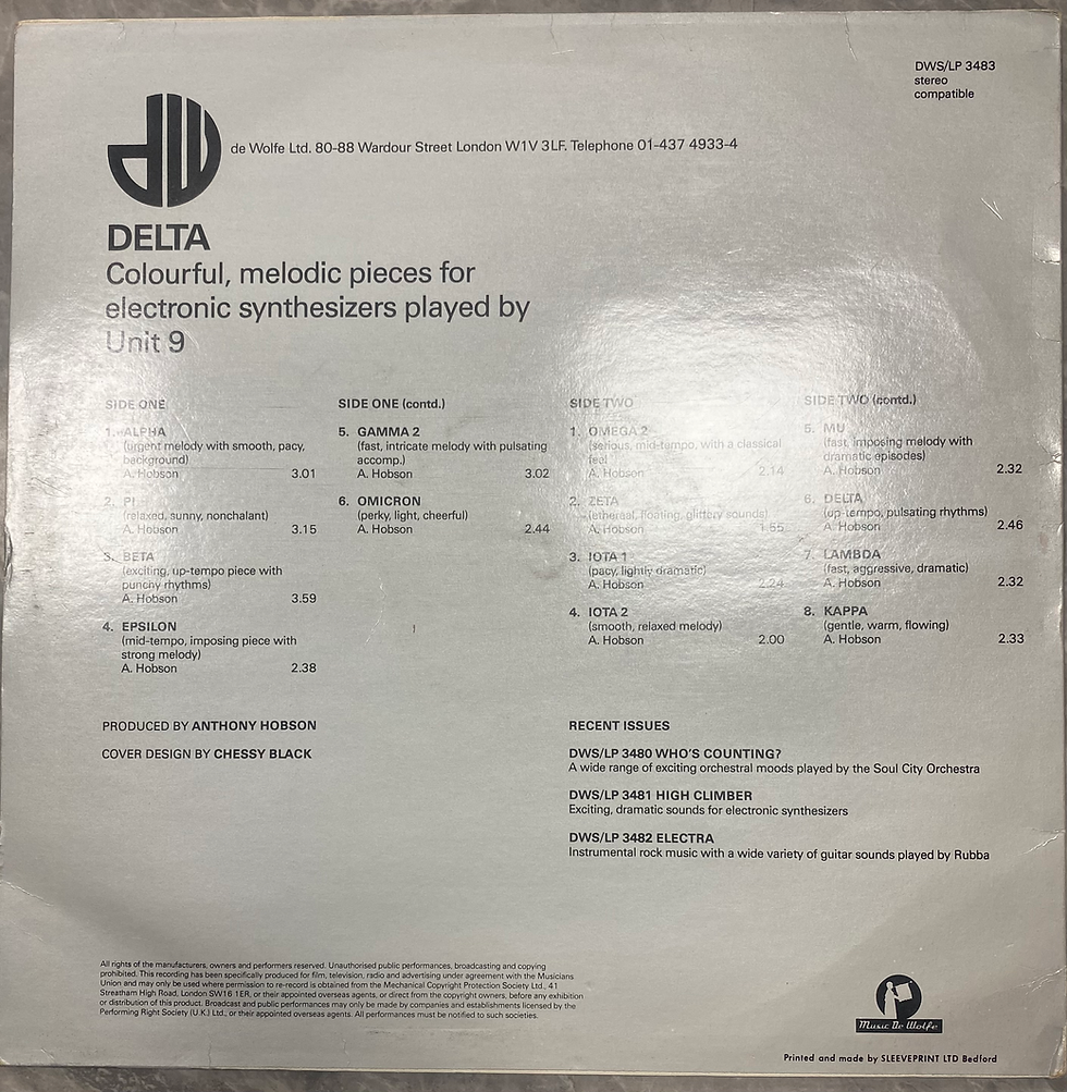 Copertina posteriore: "Colourful melodic pieces for electronic synthesizers" di Jack T.  