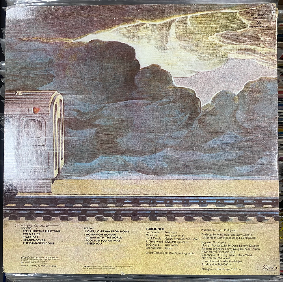 Copertina posteriore dell'LP Living My Life di Grace Jones: treno in un paesaggio roccioso