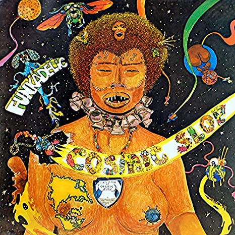 Copertina disco Cosmic Slop: donna, spazio, colori vivaci