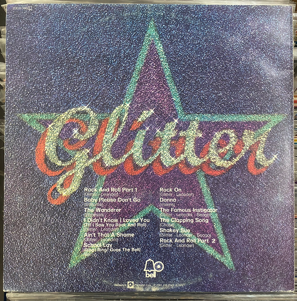 Copertina dell'LP Glitter: titolo e tracklist