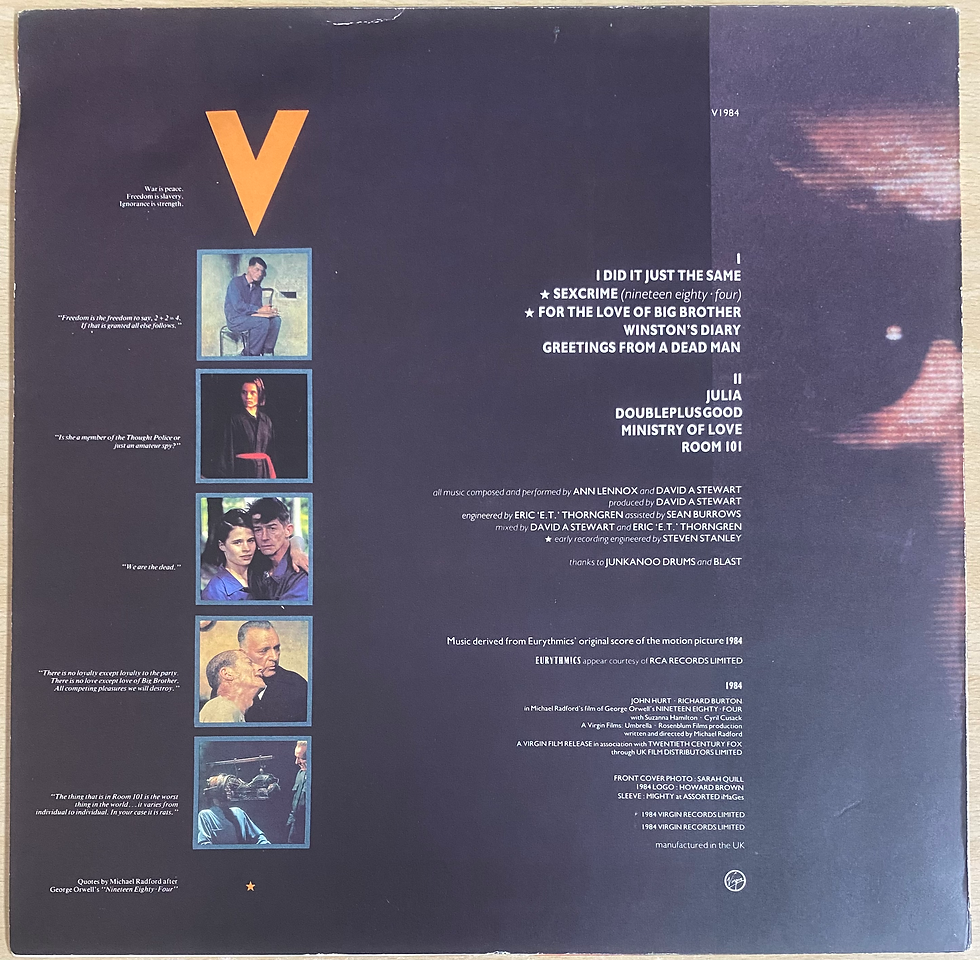 Copertina posteriore dell'LP V, con immagini e dettagli
