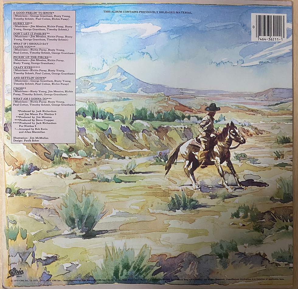 Copertina posteriore dell'LP di Peter Gabriel, paesaggio desertico con cavaliere