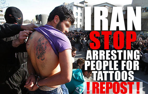 countries that do not allow tattoos, sharia law, ban tattoos, iranian tattoos, persian tattoos